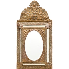 Spanish Colonial style mirrored brass wall cabinet