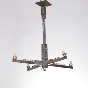 Jacques Adnet (style), nickeled brass chandelier