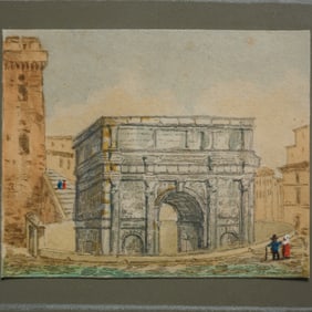 Roman School, watercolor on paper