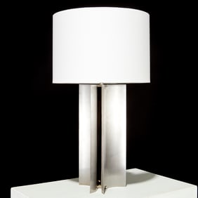 Maria Pergay (style) brushed steel table lamp
