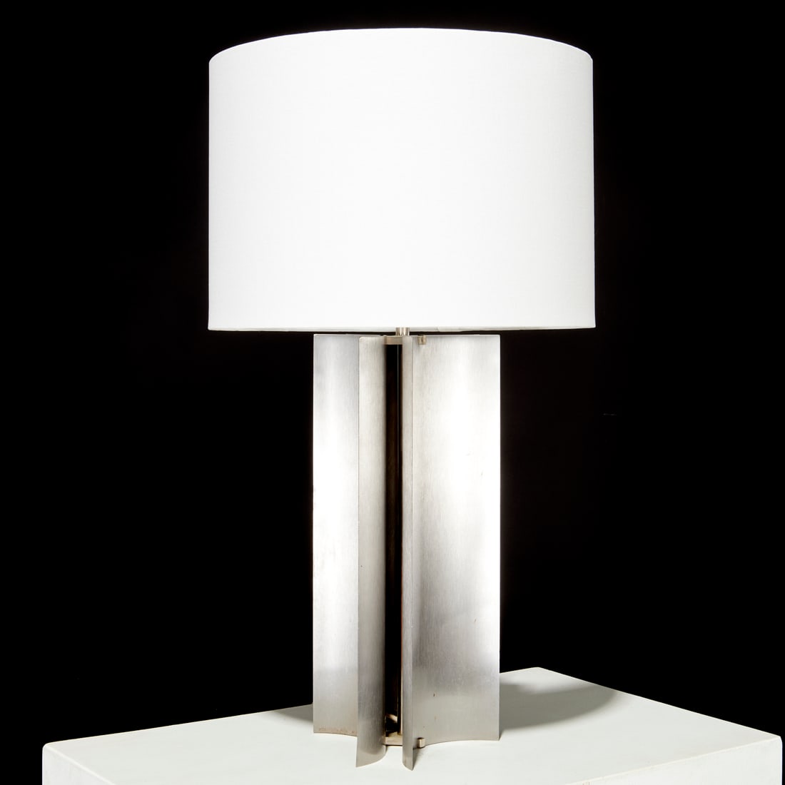 Maria Pergay (style) brushed steel table lamp (1 of 5)
