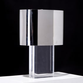 Karl Springer, steel and lucite table lamp