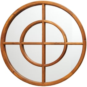 Large round architectural framed wall mirror