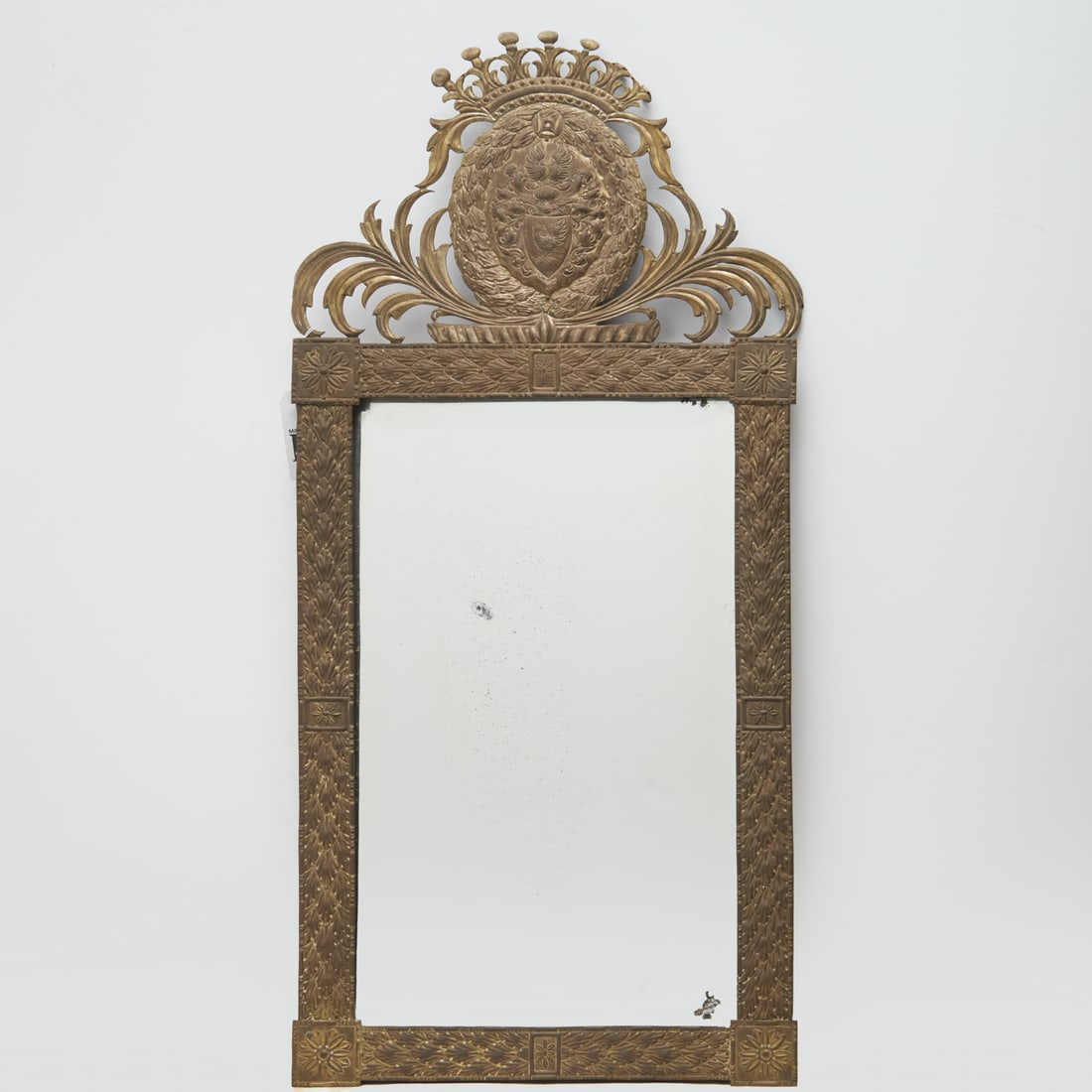 Continental Armorial chased brass wall mirror (1 of 6)