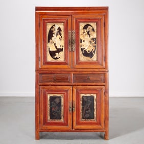 Chinese stained wood and gilt lacquer cabinet