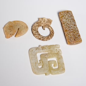 Chinese Archaic style jade & hardstone carvings