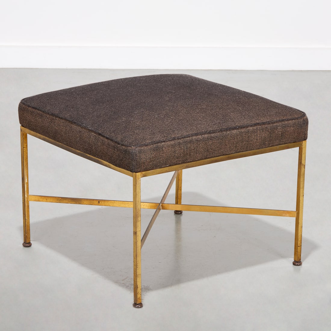 Paul McCobb upholstered brass stool (1 of 4)