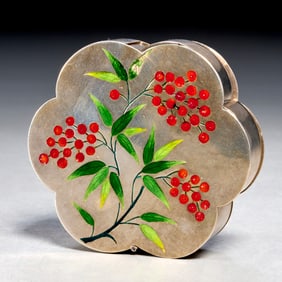 Chinese enameled silver snuff box