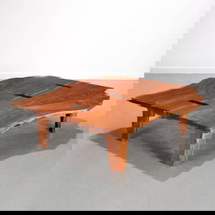 American Wood Studio live edge coffee table: American Wood Studio live edge coffee table, 20th/21st c., large free form coffee table, with inlaid joinery details, approx. 16"h x 62"l x 56"w Provenance: A Private Collection: East Hampton, NY