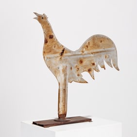 Folk Art rooster weathervane on stand