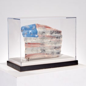 Antique folk art sheet metal American flag