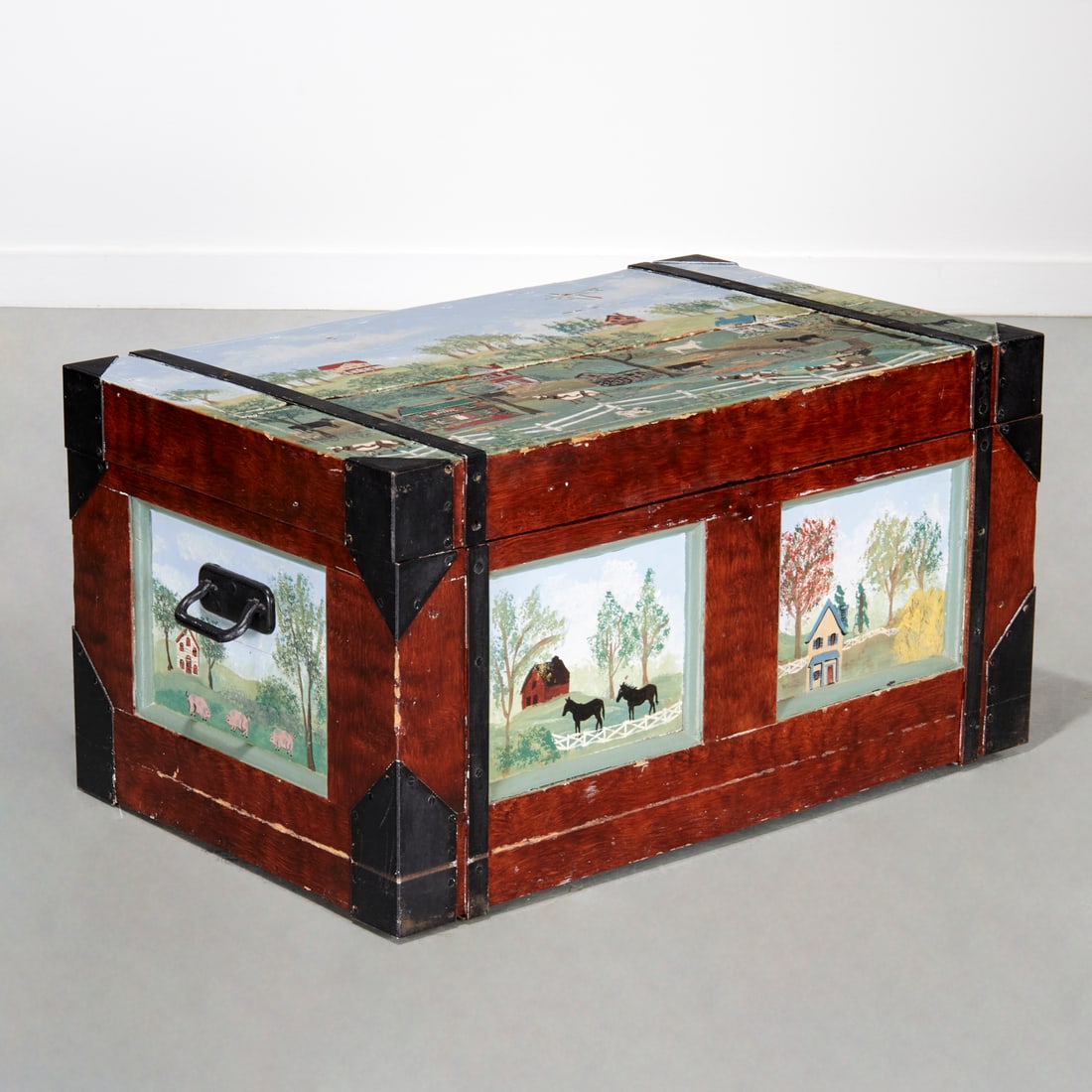 American Folk Art painted blanket chest (1 of 8)