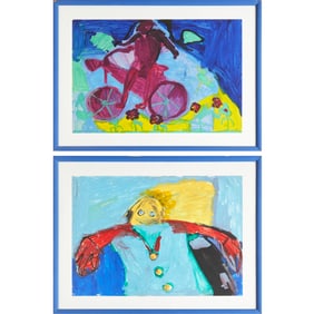 Outsider Art, (2) tempera on paper