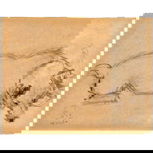 Sir Edwin Landseer (attrib), canine sketch: Sir Edwin Landseer (attrib), canine sketch, Attributed to Sir Edwin Landseer (English, 1802-1873), charcoal and graphite on