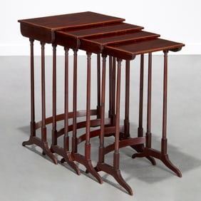 Set Edwardian rosewood banded quartetto tables