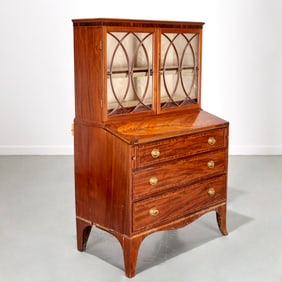 English Regency mahogany secretary bookcase
