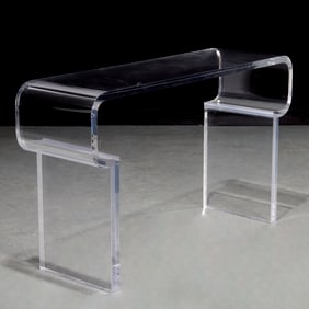 Modernist 2-inch thick acrylic console table