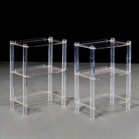 Pair Modernist acrylic etagere tables