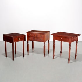 (3) Antique American mahogany work tables