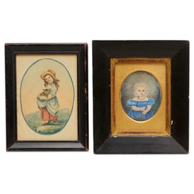 (2) Antique child portrait miniatures