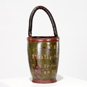 Antique painted leather fire bucket, c. 1832