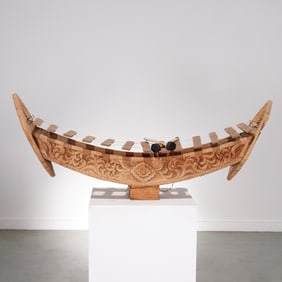 Southeast Asian carved wood boat-form xylophone