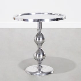 Contemporary aluminum pedestal side table