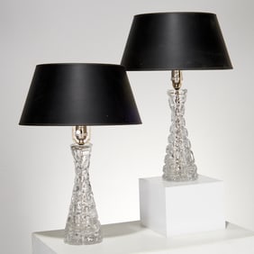 Carl Fagerlund for Orrefors, pair table lamps