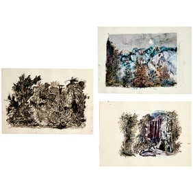 Franco Minei, (3) tempera on paper
