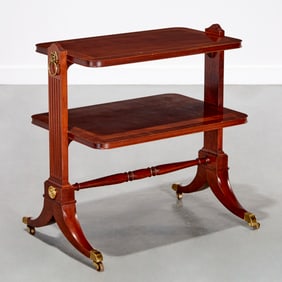 Baker Regency style inlaid mahogany side table