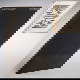 Victor Vasarely, "Naissances", 1963: Victor Vasarely, "Naissances", 1963, Galerie Der Spiegel, no. 175 of 450 copies, with 2 screenprints signed by Vasarely, and 37 prints on semi-transparent paper, text in German and French, softcover,