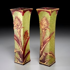 Baccarat (attrib), (2) cameo glass vases