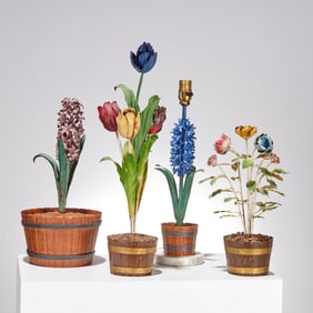 Italian tole peinte potted flower group