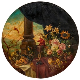Dutch School, oil on roundel panel