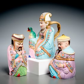 Jean Gille (attrib) Chinoiserie porcelain tea set