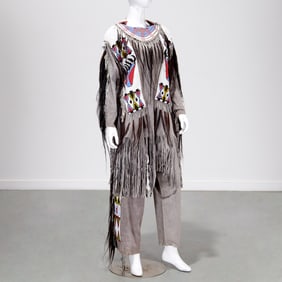 Native American beaded hide shirt and leggings