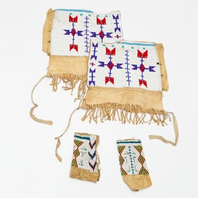 (2) Pairs Native American beaded leggings