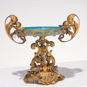 Large Palais Royal ormolu mounted glass compote