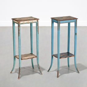 Pair Venetian style paint decorated side tables