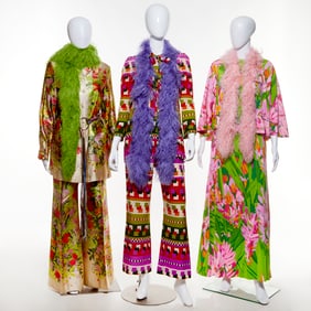 Group of vintage floral evening ensembles
