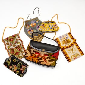 Group of vintage tapestry & embroidery bags