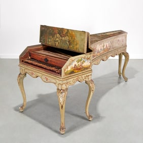 Continental Rococo hand-painted harpsichord