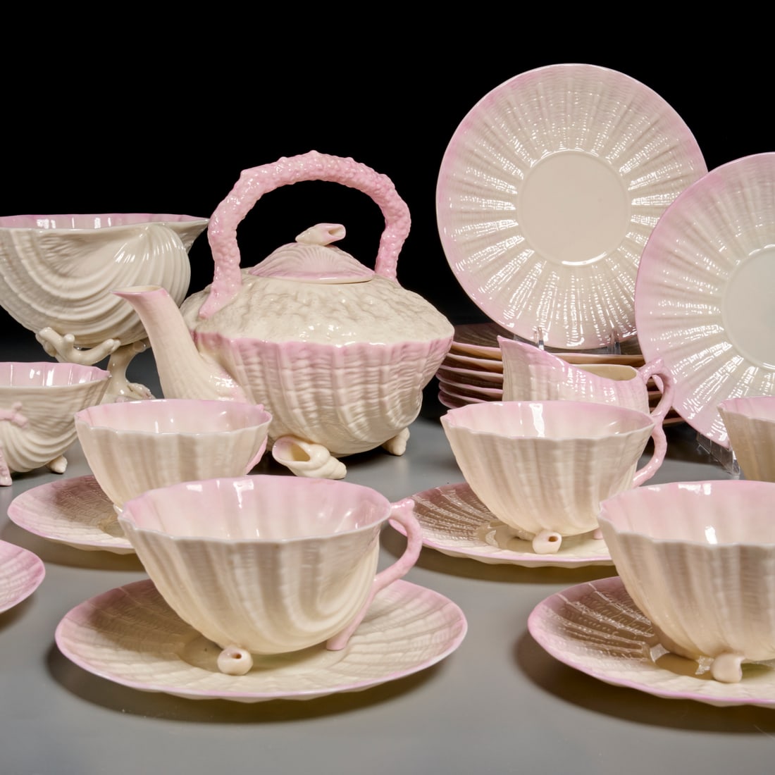 Belleek porcelain, partial "Neptune" tea set (1 of 8)