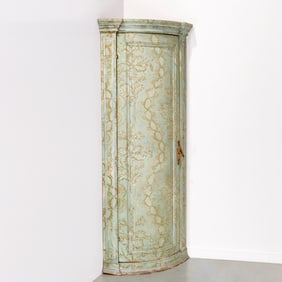 Antique Continental faux painted corner cabinet