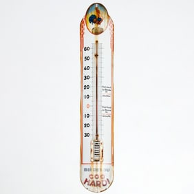 Coq Hardi Beer enamel advertising thermometer