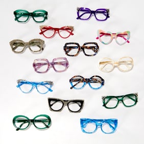 Case of (14) multicolor & pattern eyeglass frames