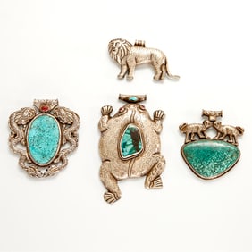 Group of silvered metal pendants