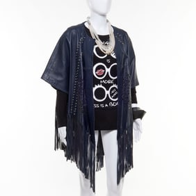 Uterque fringed leather poncho