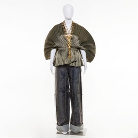 Gianfranco Ferre novelty jeans with tulle overlay