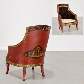 Italian Neoclassic paint decorated gondola chair